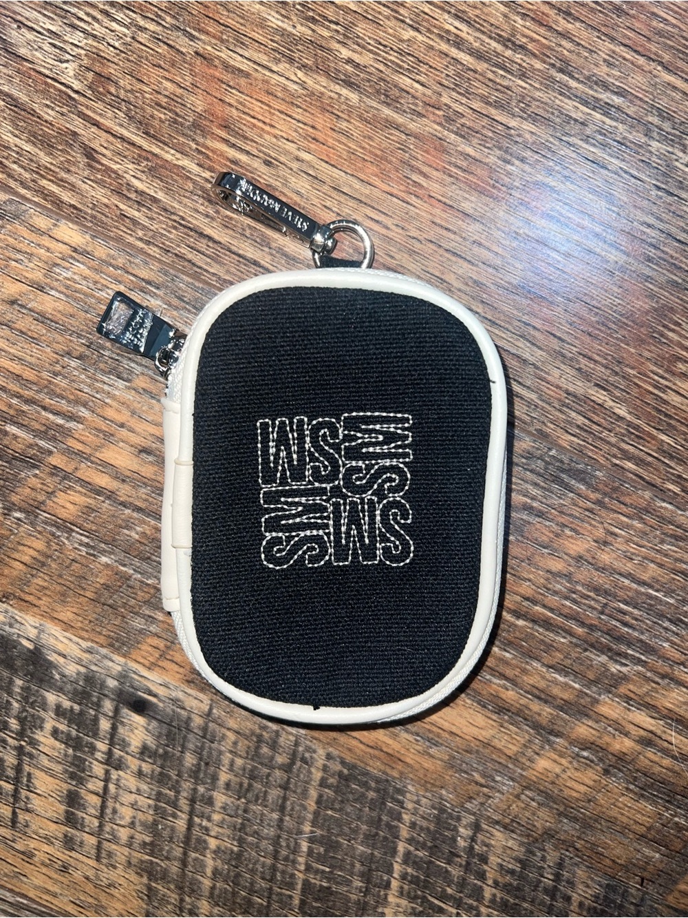 Steve Madden Black and White Logo Zip Pouch